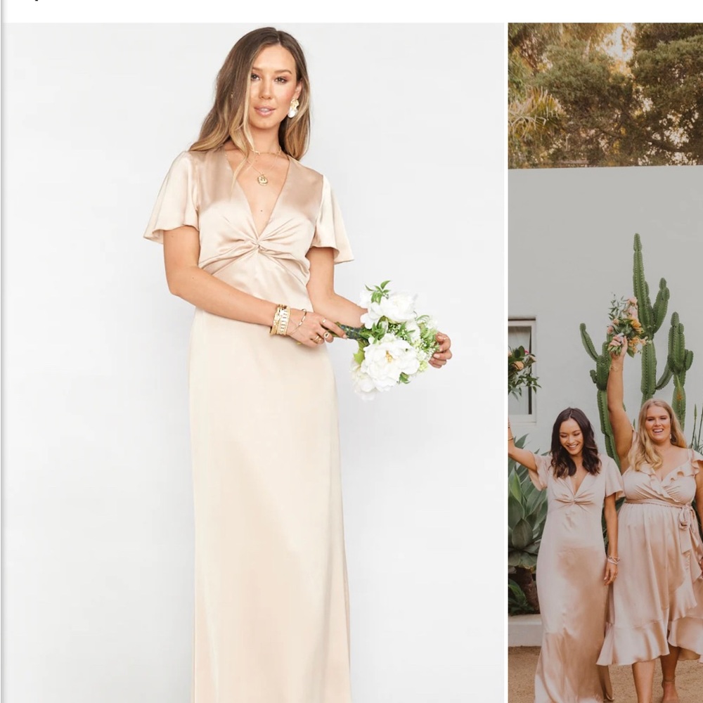 SHOW ME YOUR MUMU CHAMPAGNE LUXE ROME TWIST GOWN